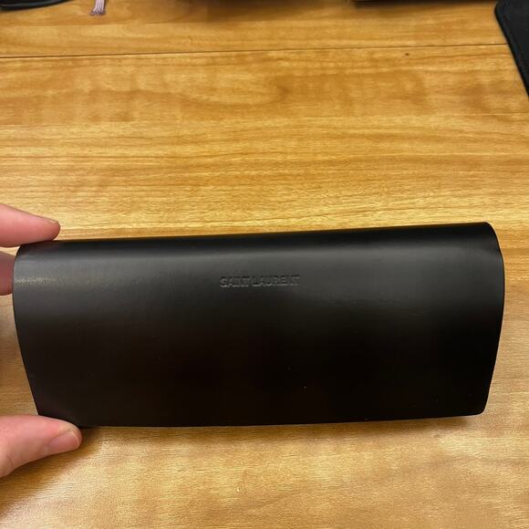 Saint Laurent Black Leather Sunglasses Case Eyeglasses - Picture 2 of 10